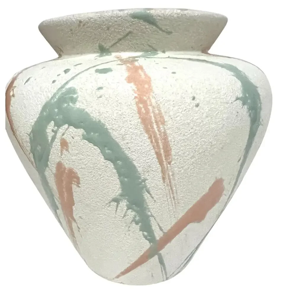 Harris Potteries Vintage 80s Ceramic Vase Post Modern Splatter Textured Pottery
